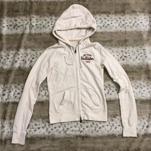 Hollister Women’s Cream White Logo Open Sweater M